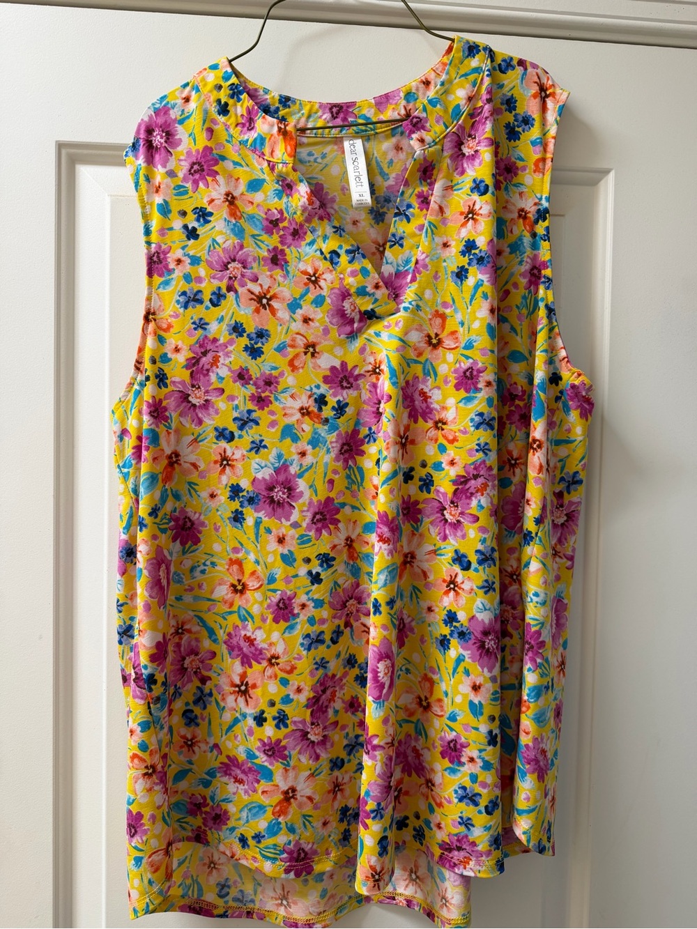 Dear Scarlett Yellow Floral V-Neck Blouse with Multicolor Bloom
